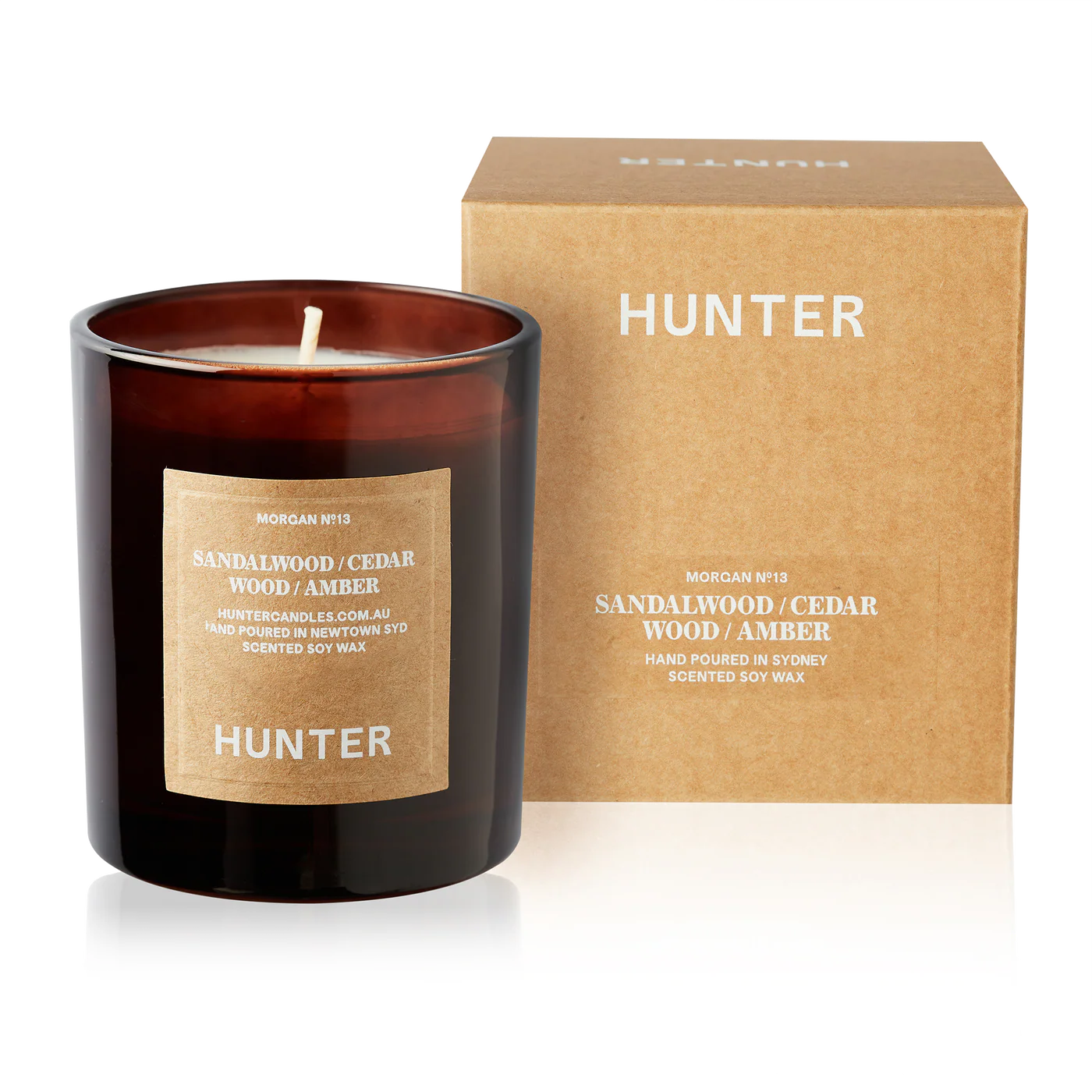Hunter Candle: "Morgan No13: Sandalwood/ Cedar/ Wood/ Amber"