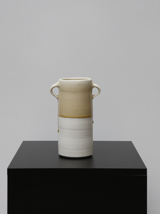 Wheat Drip Glaze Porcelain Vessel by Remy Pajaczkowski-Russell