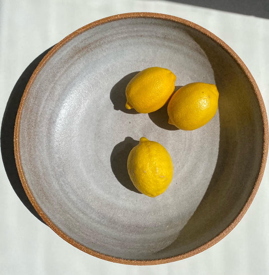 Large Bowl - Toast Stoneware Clay with White Glaze
