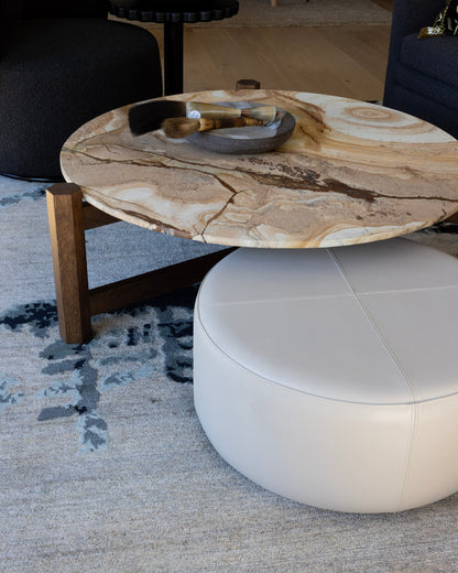 HK Edit Leather Ottoman - Mini Round