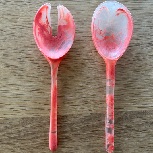 Short Stone Salad Servers | Coral Swirl - Dinosaur Design
