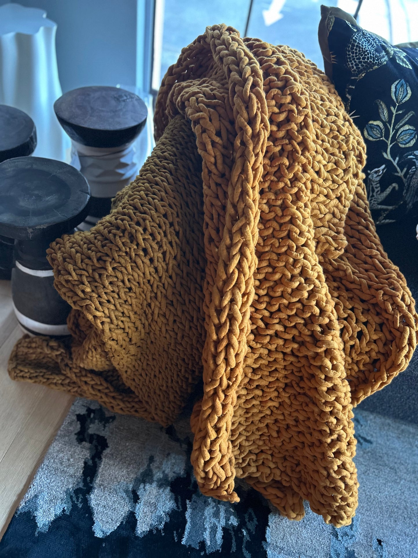 Hand Felted Throw - Bright Pumpkin Spice