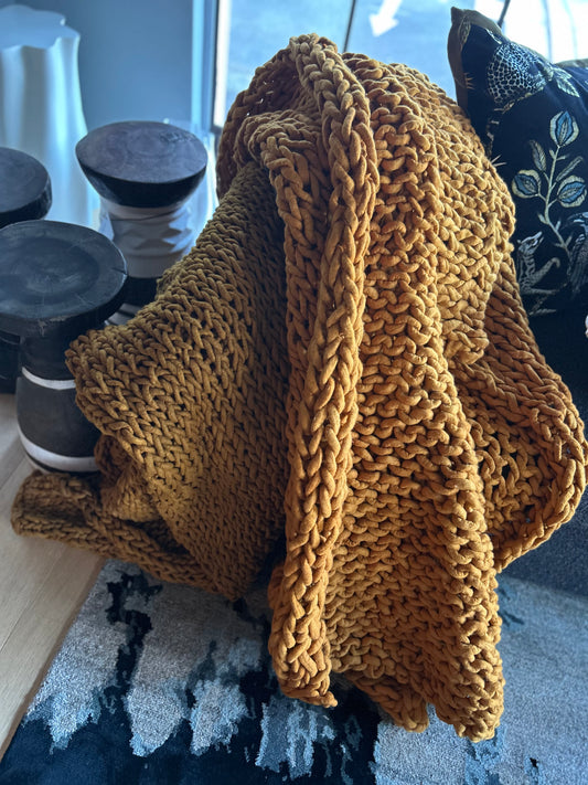 Hand Felted Throw - Bright Pumpkin Spice