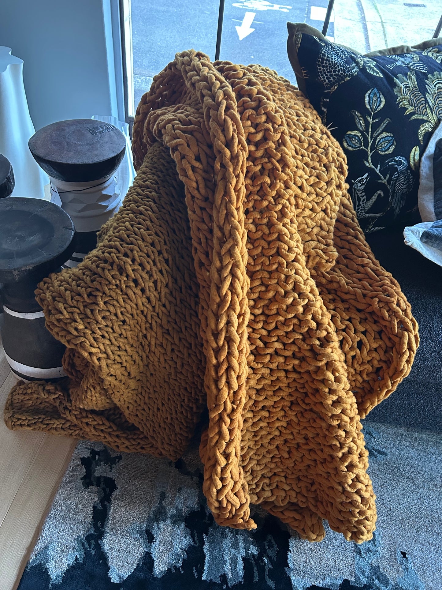 Hand Felted Throw - Bright Pumpkin Spice
