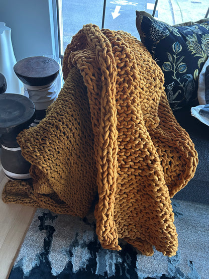 Hand Felted Throw - Bright Pumpkin Spice