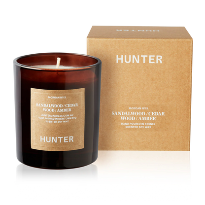 Hunter Candle: "Morgan No13: Sandalwood/ Cedar/ Wood/ Amber"