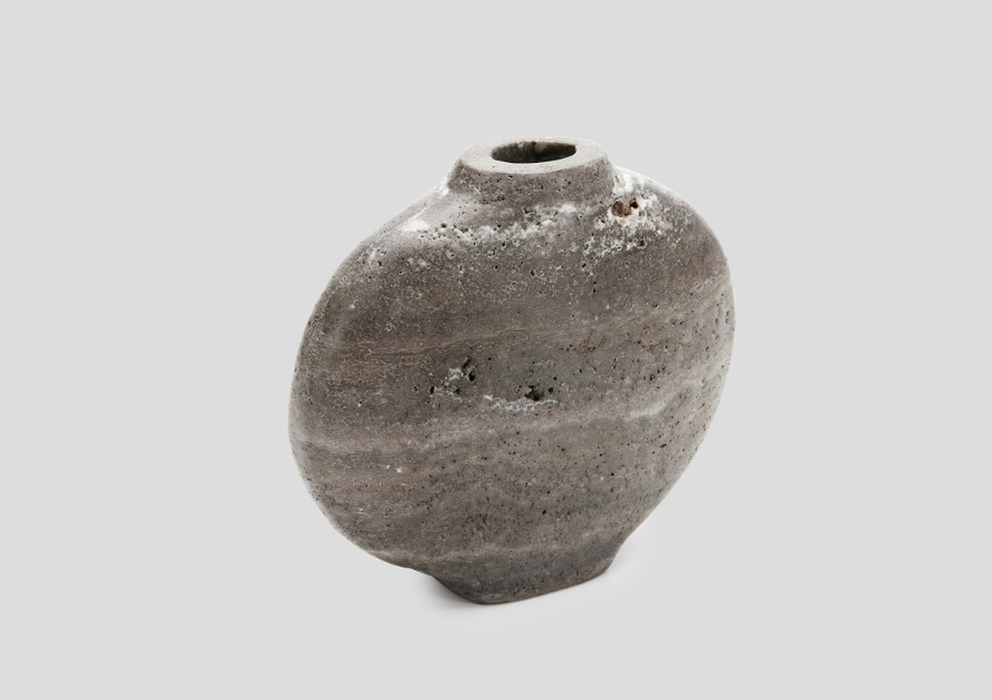 Celeste Vase: Titanium Travertine