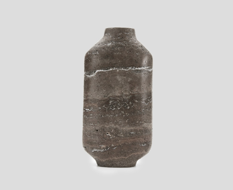 Celeste Vase: Titanium Travertine