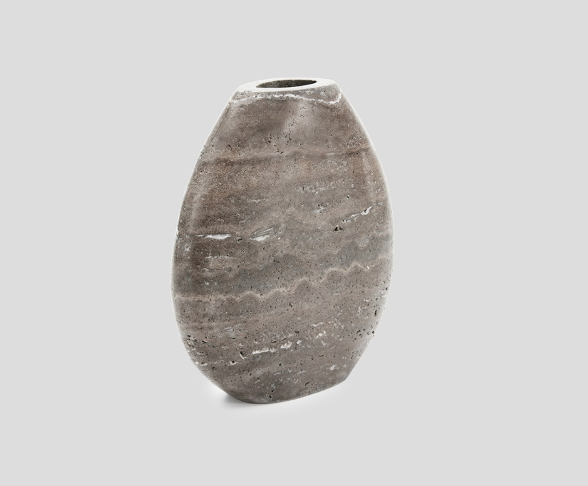 Celeste Vase: Titanium Travertine