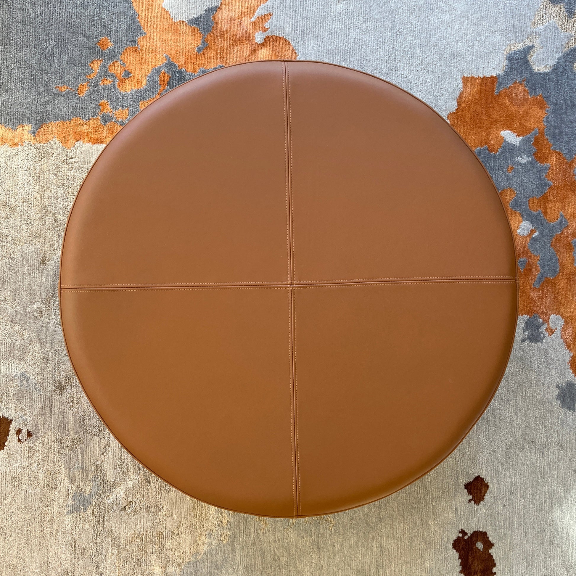 Ottoman leather premium tan round