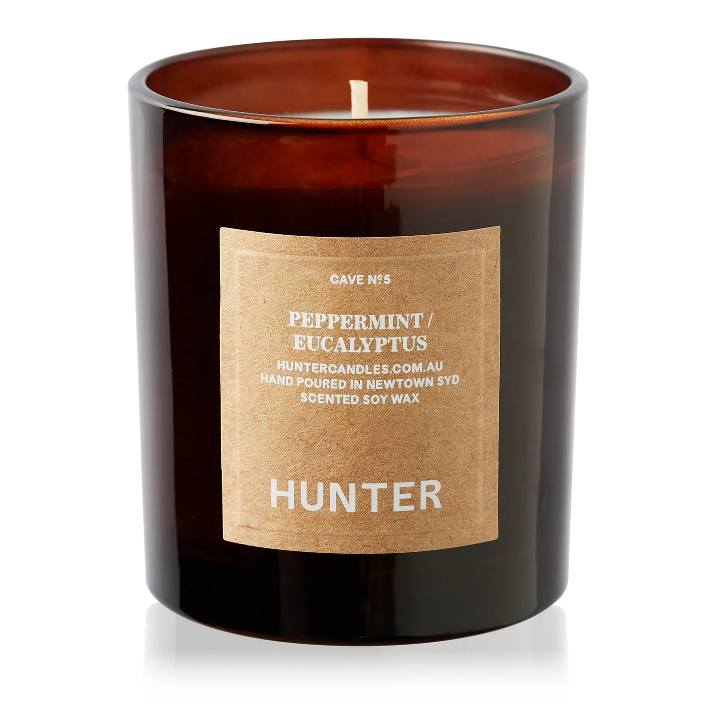 "Peppermint + Eucalyptus" Candle for HK Edit by Hunter Candles.  Peppermint + eucalyptus. Crisp, pure, relaxing.