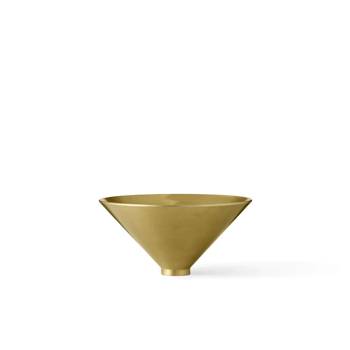 Taper Bowl has a restrained look that lends itself to any setting. Designed for MENU by master stylist Colin King, the conical metal design features a brass finish that lends warmth to interiors.