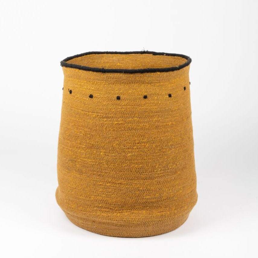 Saraya Tall Basket Set- Tumeric. Handwoven in natural seagrass.